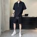 Men's Clothing Ice silk sports suit men summer light luxury men's clothing brand loose short sleeved Polo shirt half zipper_mkmklike.com