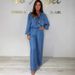 2025 Casual Fashion Set For Women, Showcasing Temperament With A Ruffle Collar Denim Suit_mkmklike.com