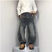 Men's Plus Size Loose Straight Leg Jeans Autumn Washed Style Trendy Wide Leg Curved Blade Pants Mid Waist Slight Stretch_mkmklike.com