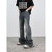 Nordmann Vintage Flared Frayed Hem Jeans For Men, Autumn Winter New Versatile Casual Pants, American Style Loose Straight_mkmklike.com