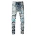 Men's Clothing High Street American Jeans Men's Fashion Brand Men's Ripped Patch Fashion Beggar Jeans Men's Korean Version 1332_mkmklike.com