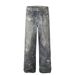 Men's Clothing Wasteland Style Beggar Old Jeans Men's Niche Loose High Street Ink Splashed Tie Dye Wide Leg Straight Trousers_mkmklike.com