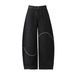 Men's Black Embroidered Denim Jeans Straight Leg Loose Fit American High Street Style Trendy And Cool Long Pants_mkmklike.com