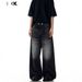 Men's Clothing Vintage Washed Black Gray Straight Leg Jeans For Men & Women - Relaxed Fit, Comfortable & Stylish Casual Trousers_mkmklike.com