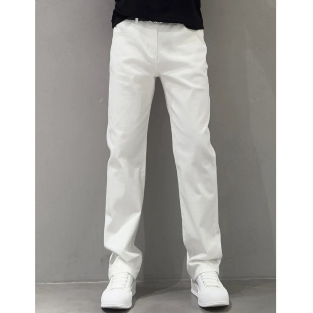 Men's Clothing Summer Thin White Jeans Men's Fashionable Simple Solid Color Straight Casual Pants Loose Versatile Slim Trousers_mkmklike.com