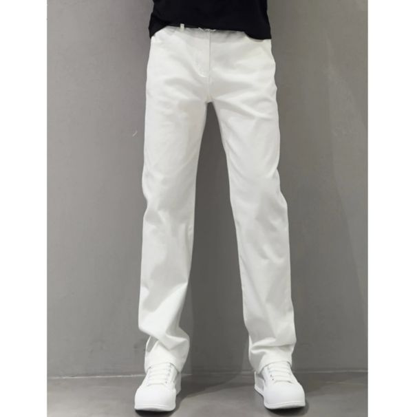 Men's Clothing Summer Thin White Jeans Men's Fashionable Simple Solid Color Straight Casual Pants Loose Versatile Slim Trousers_mkmklike.com