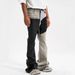 Men's Clothing Machete Shaped Wasteland Style Yellow Mud Dyed Slightly Flared Drape Washed Wide Leg Slim Straight Denim Trousers_mkmklike.com