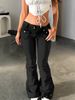 Low Rise Stretch Flare Jeans For Women - High Waist Slim Fit Bootcut Denim Pants With Vintage Wash - Sexy Streetwear Style (Blue, Black, Gray)_mkmklike.com