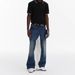 Men's Premium Blue & White Layered Denim Jeans – Relaxed Straight Cut (High-End Streetwear, Unisex Styling)_mkmklike.com