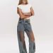 Women's Y2K American Style Retro Straight Leg Jeans Unique Design Cutout Texture Loose Wide Leg Trousers_mkmklike.com