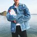 New Casual Youth Trendy Brand Versatile Spring Workwear, High-End Loose Denim Jacket, Men's_mkmklike.com