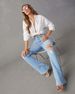 K New High Waisted Ripped Jeans, Women's Streetwear, Spicy Girls, Flared Pants, Long Pants_mkmklike.com