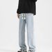 Men's Clothing Straight Leg Jeans, Spring Versatile Loose American High Street Casual Hello Letter Long Pants_mkmklike.com