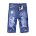 Men's Distressed Denim Shorts Casual Summer Straight Fit with Random Patches Teens And Young Adults_mkmklike.com