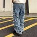 American High Street China-Chic Heavy Industry Washed Catwhisker Damaged Patch Jeans Old Beggar Fashion Slim Feet Pants_mkmklike.com
