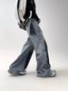 American Spray Paint Design Jeans Men's Straight Loose Cut Drape Dirty Pants Casual Ruffian Handsome Trousers_mkmklike.com