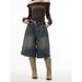 BOY Men's Denim Style High-End Retro European And American Vintage Wide-Leg Capri Shorts Couple Summer Mid-Length Pants_mkmklike.com