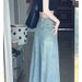 European American Style High Street Loose Denim For Women, New Spring And Autumn Skirt-pants, Retro Slimming Frayed_mkmklike.com