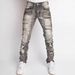 Cross-Border New Men's European And American Street Fashion Ins Hot Elastic Patch Denim Straight Pants_mkmklike.com