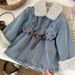 Girls Denim Dress Fleece Lined Thickened Long Warm Winter Jacket Baby Girls Clothing Relaxed Everyday Wear Versatile Comfortable Feshion Trend_mkmklike.com