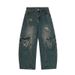 2025 New Men's And Women's Striped Star Embroidery Scimitar Jeans Niche Design Sense Lazy Wide-Leg Pants_mkmklike.com