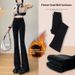 Fleece-Lined Thickened Black Pants For Women, New Autumn Winter Large Size High-Waisted Slimming And Height-Enhancing_mkmklike.com