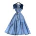 Women's Clothing Design Sense Large Lapel Sleeveless Vest Dress For Women, Hollow Waist Exposed Slim Long Retro Denim Dress For Women_mkmklike.com