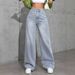 Women's Embroidered High-Waisted Jeans Slim Fit Straight Leg Floor Length Trousers New Summer Style Wide Leg Cross Border E-commerce_mkmklike.com
