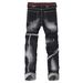 Men's Slim Fit Stretch Jeans – Black Distressed Denim Pants With Straight Leg & Mid-Rise Waist, Trendy Multi-Process Design_mkmklike.com
