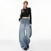 Loose-fitting White Denim Jeans For Women, 2025 Autumn Collection, American-style Wide-leg Pants, New Sickle-shaped_mkmklike.com