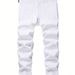 Men's Slim Fit Ripped Jeans - Trendy White Distressed Skinny Denim Pants For Casual & Streetwear_mkmklike.com