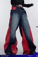 Men's Style High Street Washed Straight Leg Jeans Flared Loose Fitting Floor Length Denim Trousers Retro Patchwork Design_mkmklike.com