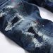Men's Clothing Men's High Street Style Ripped Patchwork Painted Ornaments Slim Fit Mid Waist Jeans Fashion Trousers_mkmklike.com