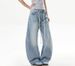 Cross-border American Retro Washed White Scimitar Jeans Men's And Women's Summer New Wide-leg Cleanfit Trousers Tide_mkmklike.com