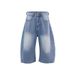 Men's Distressed Denim Shorts – Vintage Washed Light Blue Star-Embellished Cargo Cutoffs (S-Xl, Mid-Rise, Streetwear)_mkmklike.com
