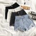 Women's Clothing Light Colored Denim Shorts Women's High Waisted Light Wash Denim Shorts With Distressed Hem & Ripped Details - Stretchy Comfort Fit_mkmklike.com