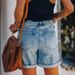 Women's Clothing High-Waisted Denim Shorts – Distressed Rolled Hem & Straight Leg | S-XXL_mkmklike.com