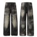 Men's Loose Fit Jeans High Street Style Hand Washed Whisker Texture Design Denim For Men And Women_mkmklike.com