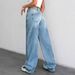 Women's High Waist Wide Leg Jeans - Summer Lightweight Stretchy Denim Pants For Pear Shape, Loose Fit Comfort, Trendy Streetwear_mkmklike.com