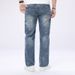 Men's Straight Leg Jeans Irregular Print Non-Stretch Blue Denim Stylish Versatile All-Season Casual Pants_mkmklike.com