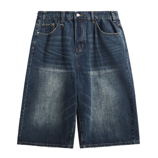 Men's Clothing Hong Kong Style Retro Distressed Men's Loose Wide Leg Denim Shorts Trendy Summer Lazy Style Nostalgic Color Vintage Seven Point_mkmklike.com
