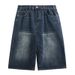 Men's Clothing Hong Kong Style Retro Distressed Men's Loose Wide Leg Denim Shorts Trendy Summer Lazy Style Nostalgic Color Vintage Seven Point_mkmklike.com