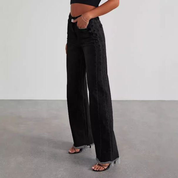 Women's Relaxed Straight Leg Jeans - High Waist Wide Leg Trousers With Classic Wash For Casual & Office Wear_mkmklike.com