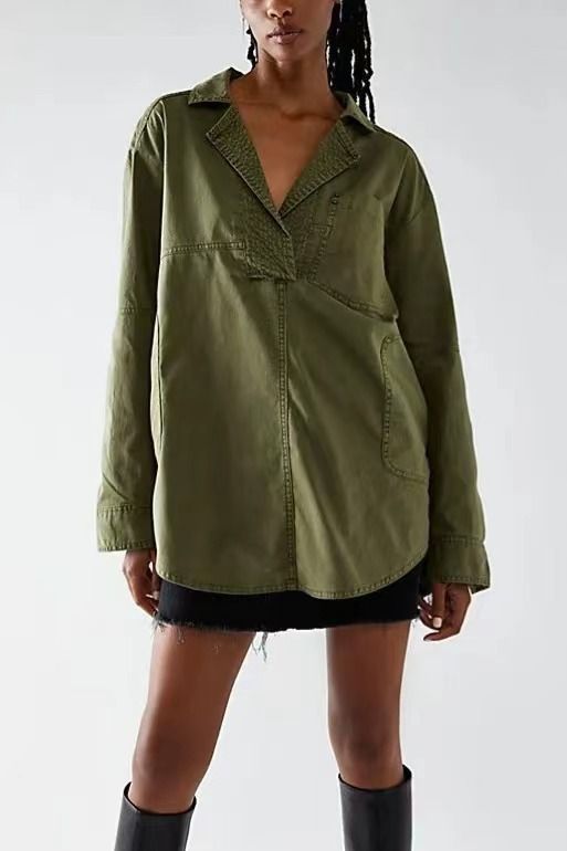 Women's Clothing Long Sleeved Jacket V Neck Fashion Design Casual Jacket_mkmklike.com