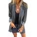 Women's Clothing Women's Casual Loose Pocket Solid Color Loose Long Sleeved Female Denim Jacket_mkmklike.com