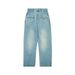 Men's Korean-Style Wide-Leg Jeans – Retro Front Pocket Design, Straight Fit, Floor-Length (Light Blue, Dark Blue, XS-XL)_mkmklike.com