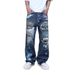 Men's Clothing Retro Personality Ripped Beggar Jeans Men Spring Street Fashion Brand Handsome Loose Straight Long Pants Men_mkmklike.com