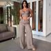 Women's Clothing sweet and spicy style sexy navel baring suspenders high waist wide leg pants suit for women_mkmklike.com
