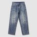 Men's Straight Leg Jeans Japanese Style High Street Washed Distressed Retro Heavyweight Soft Breathable Fashionable And Versatile_mkmklike.com