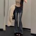 Women's Clothing Women's Spicy American Retro Distressed Starry Sky Flared Jeans Patchwork Design Trendy Cool Flared Pants_mkmklike.com